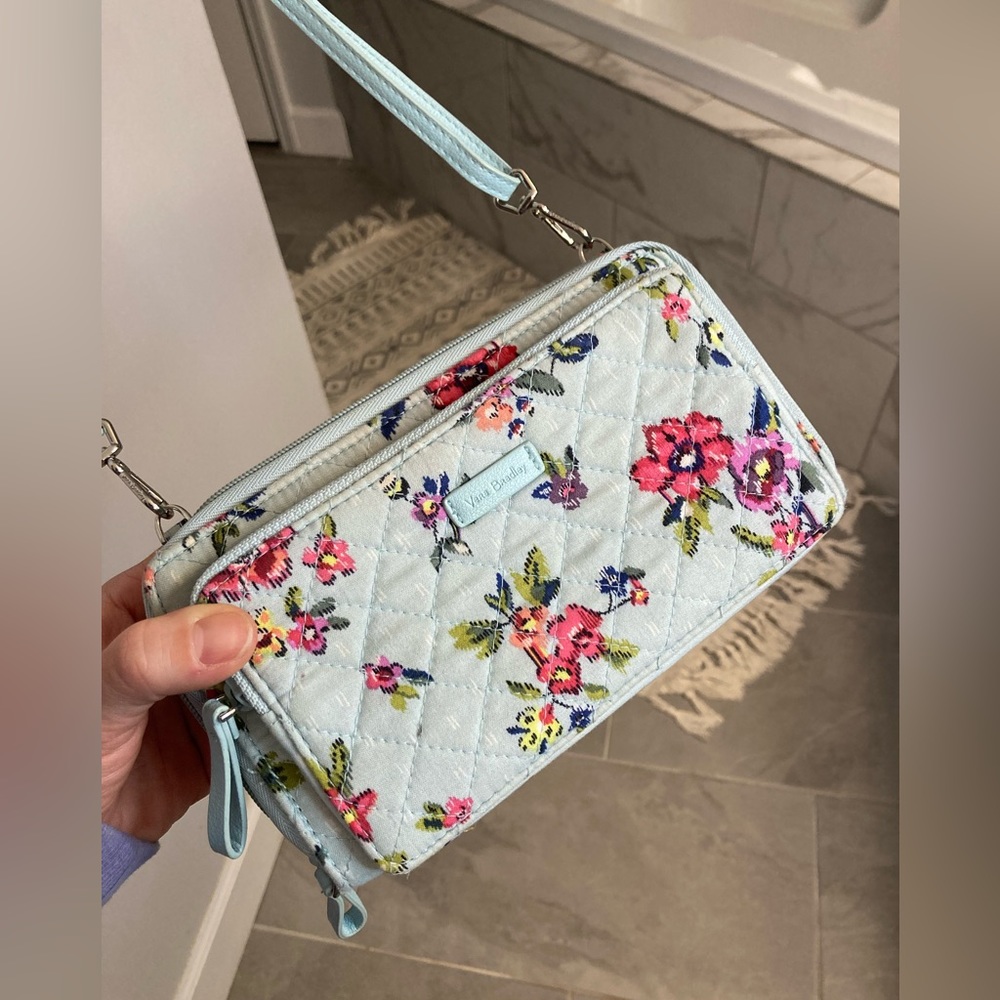 Vera Bradley Water Bouquet Carson Adjustable Crossbody Bag, Blue